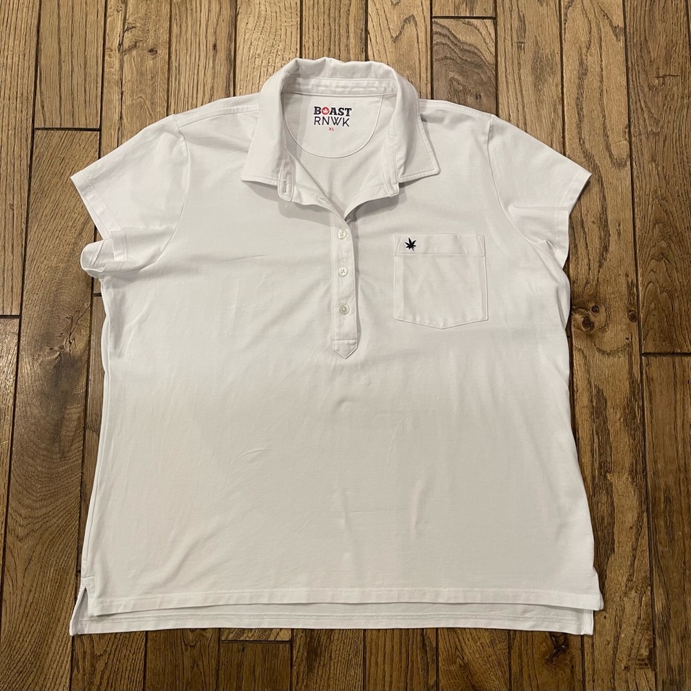 BOAST x RNWK Women's XL White Pima Cotton Performance Polo Shirt Golf Tennis